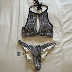 L Space XS bikini black and white